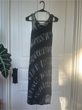 Anthropologie Deep Blue and Gray Tie-Dye Midi Dress